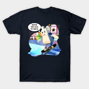 Bunny skate white rabbit skater, never too late T-Shirt